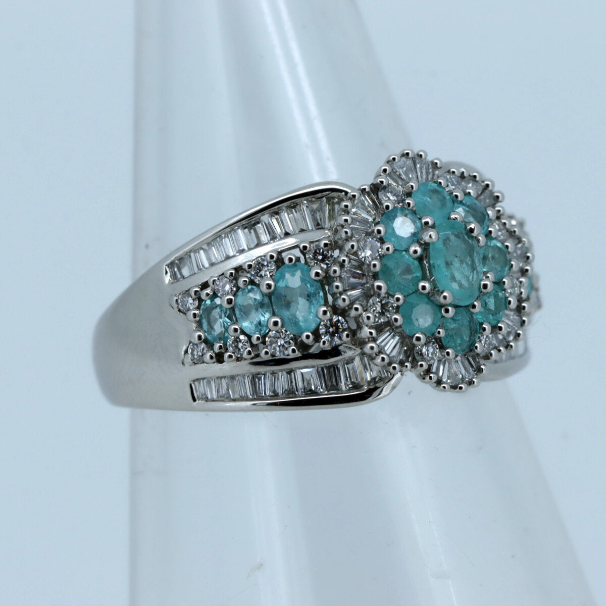 Paraiba Tourmaline Diamond Ring Pt950 Platinum