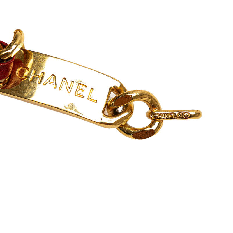 Chanel Coco Mark Medal Chain Belt Gold Red Leather in Great Condition