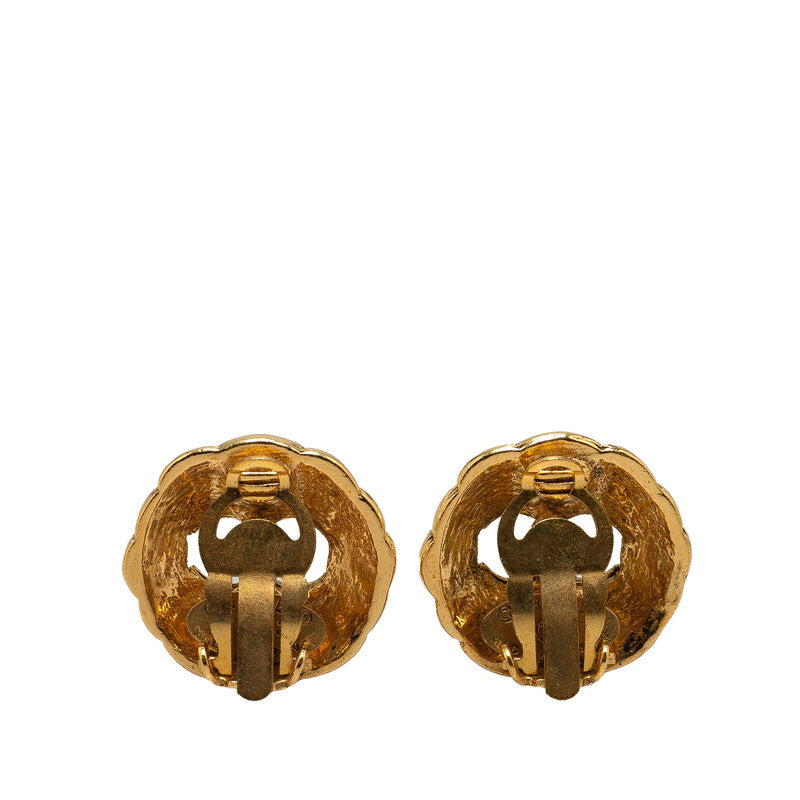 Chanel Coco Mark Round Clip-On Earrings Gold Plated in Very Good Condition