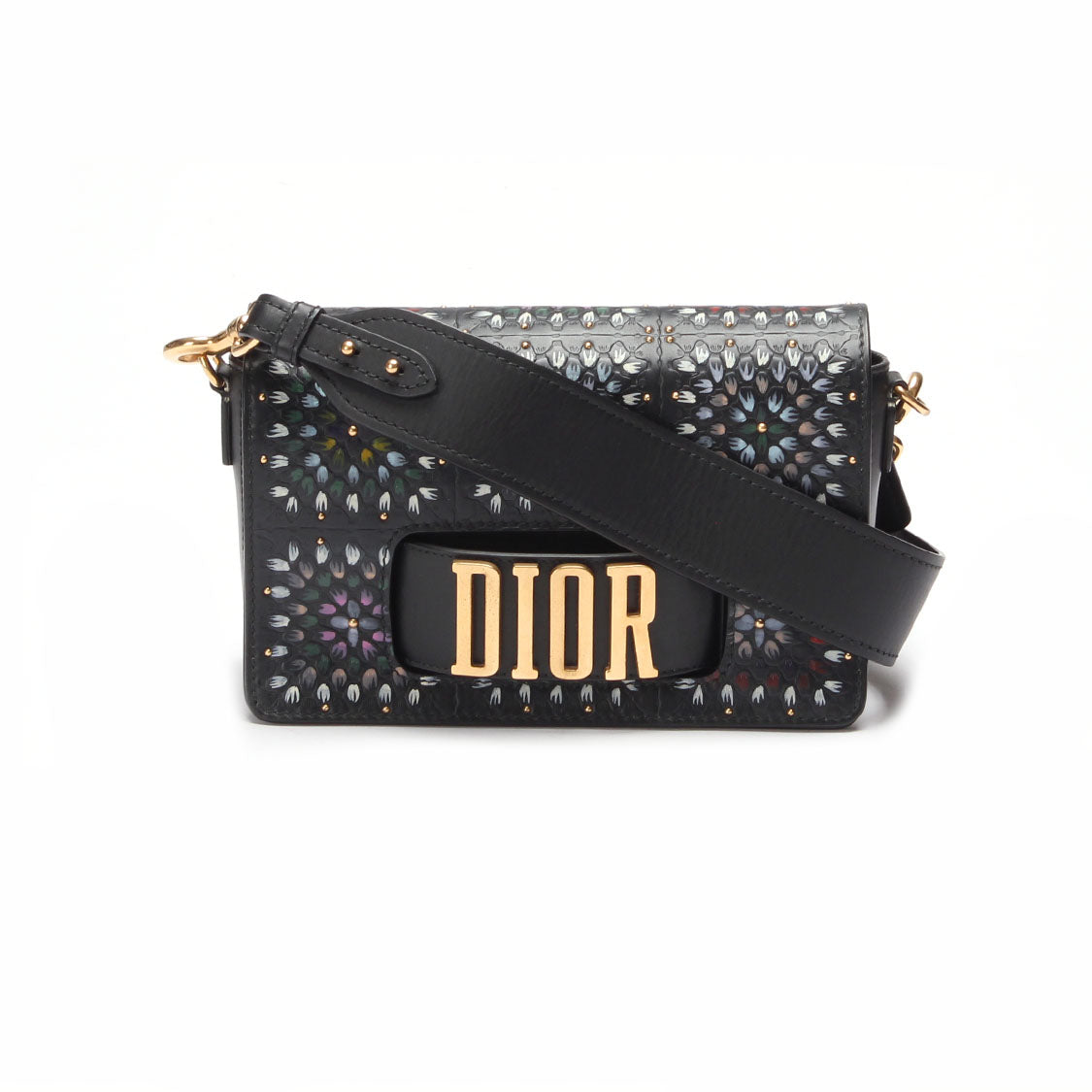 Dior Studded Floral Dio(r)evolution Flap Bag Leather Crossbody Bag in Great Condition