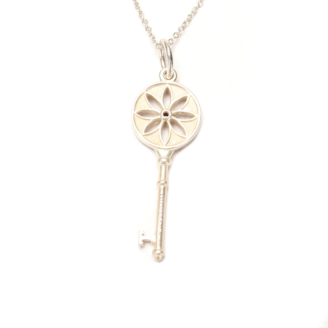 Silver Daisy Key Pendant Necklace