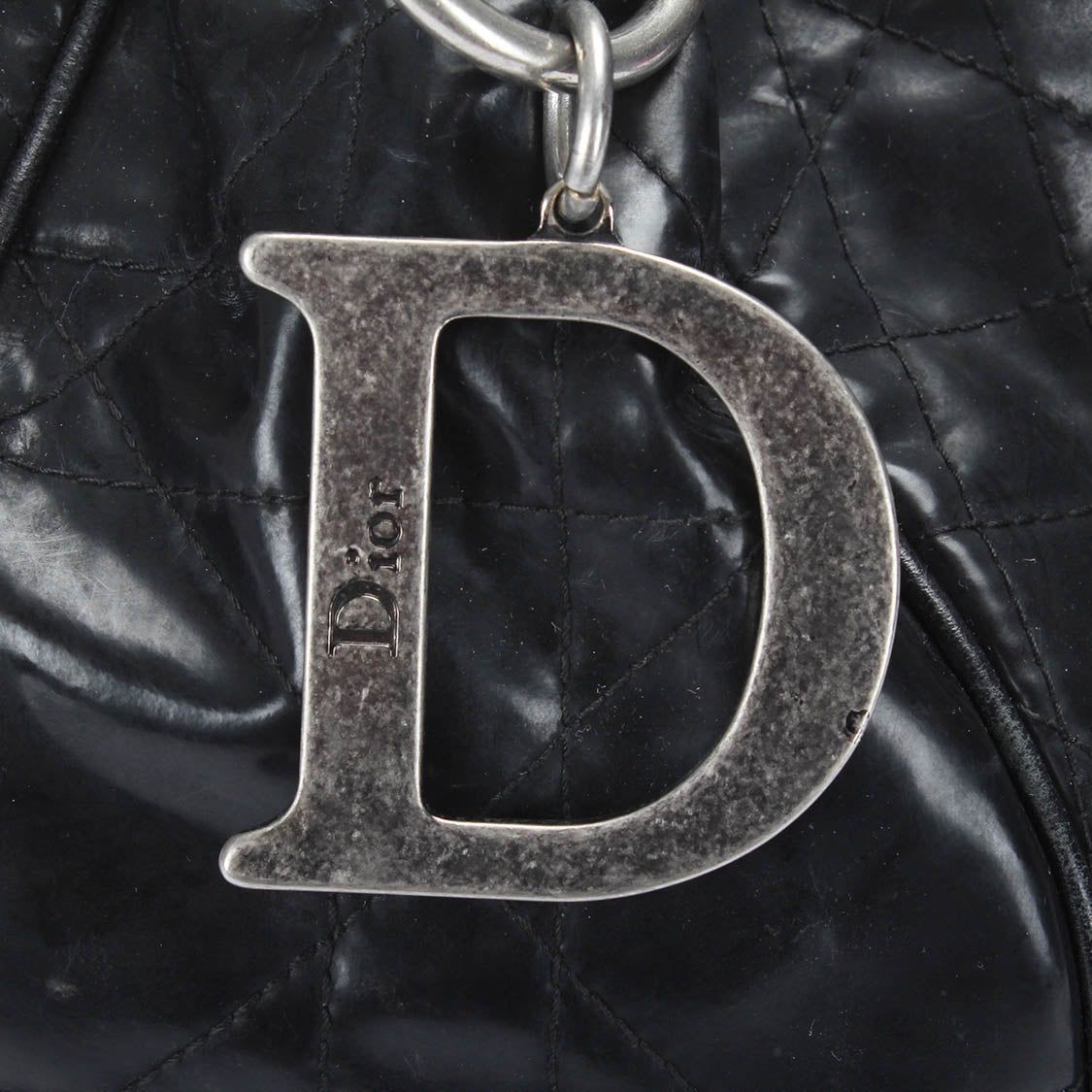 Dior Cannage Drawstring Shoulder Bag Leather Shoulder Bag in Good Condition