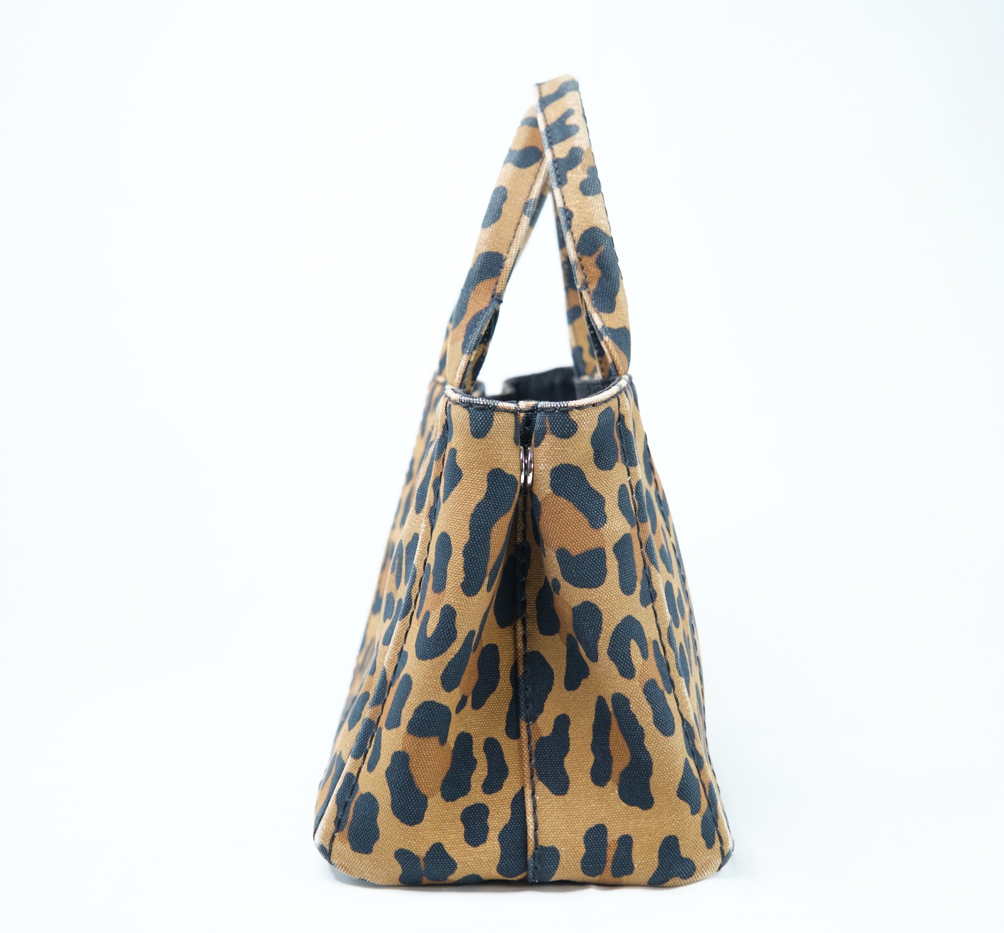 Prada Canapa Leopard Print Tote Bag Canvas Tote Bag in Very Good Condition