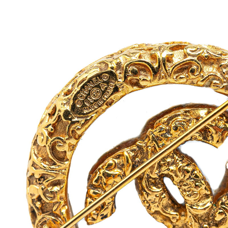 Chanel Coco Mark Lava Brooch Gold Plated Plastic