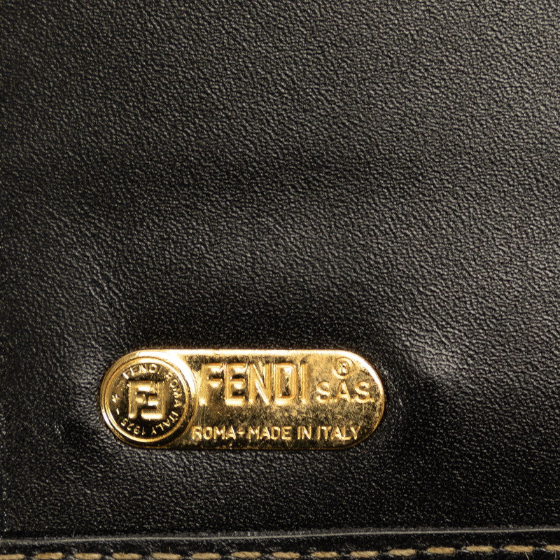 Fendi Pequin Bifold Wallet Khaki Black PVC Leather in Very Good Condition