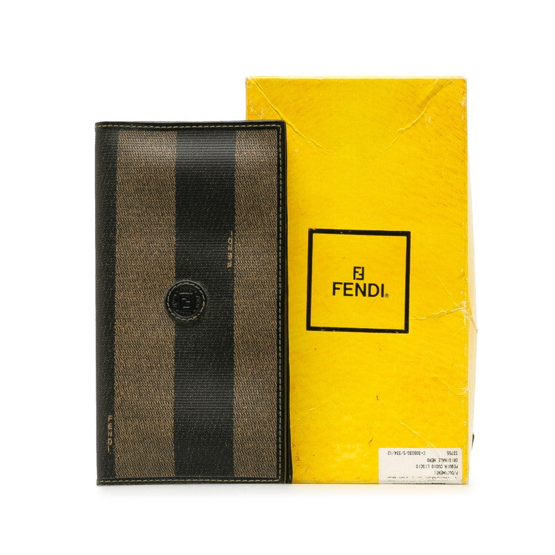 Fendi Pequin Bifold Wallet Khaki Black PVC Leather in Very Good Condition