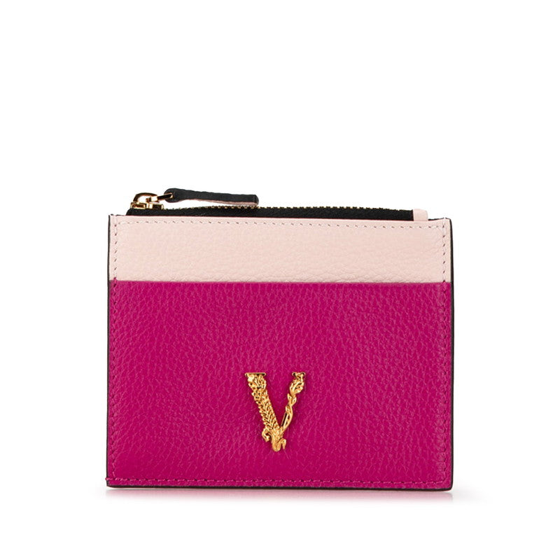 Versace Virtus Bicolor Leather Card Coin Case