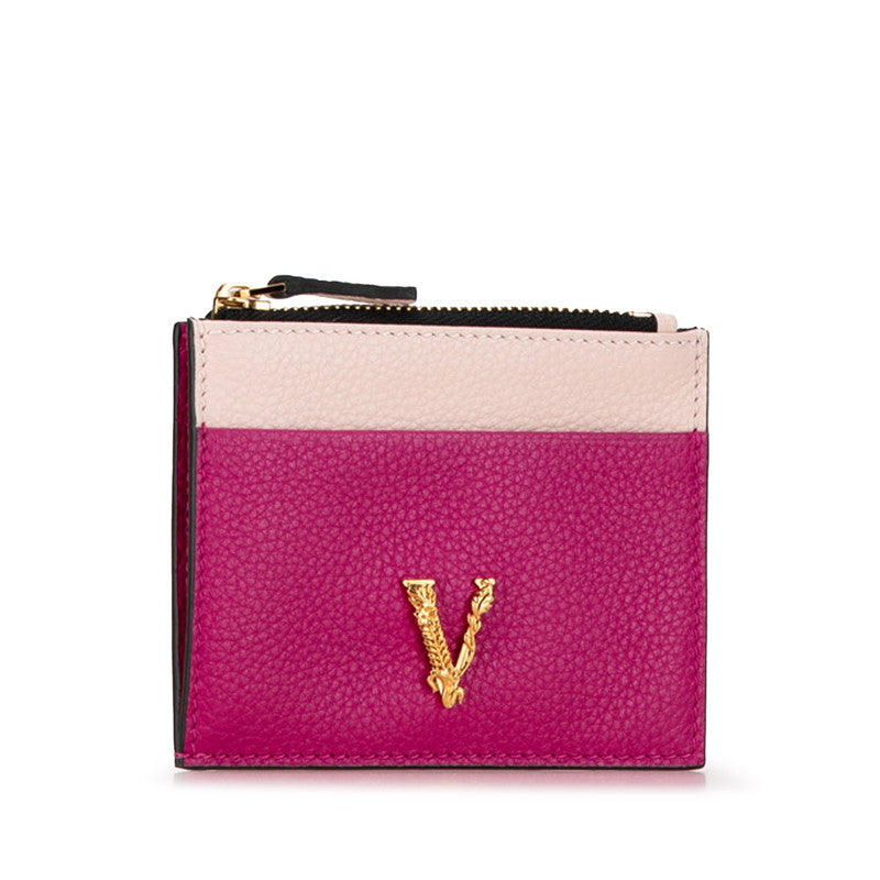 Versace Virtus Bicolor Leather Card Coin Case