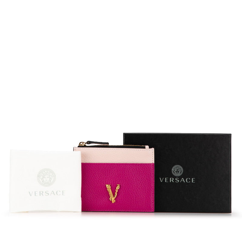 Versace Virtus Bicolor Leather Card Coin Case