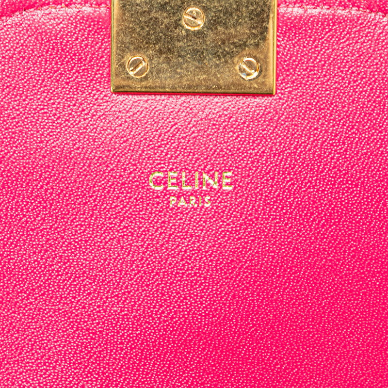 Celine Small C Quilted Chain Shoulder Bag Pink Gold Calf Leather