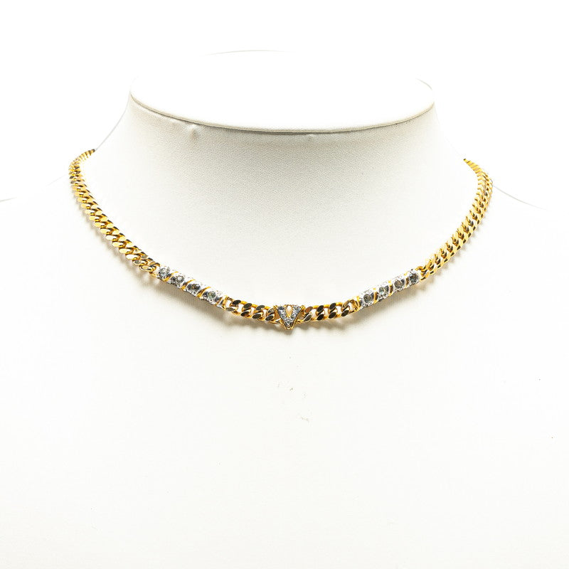 Valentino Rhinestone Gold Plated Chain Necklace in Very Good Condition