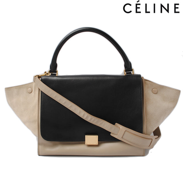 Celine Trapeze 169542 Handbag/Shoulder Bag Black/Beige in Great Condition