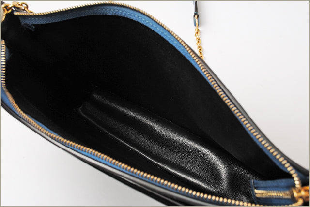 Celine Python Leather Chain Shoulder Bag Blue/Black