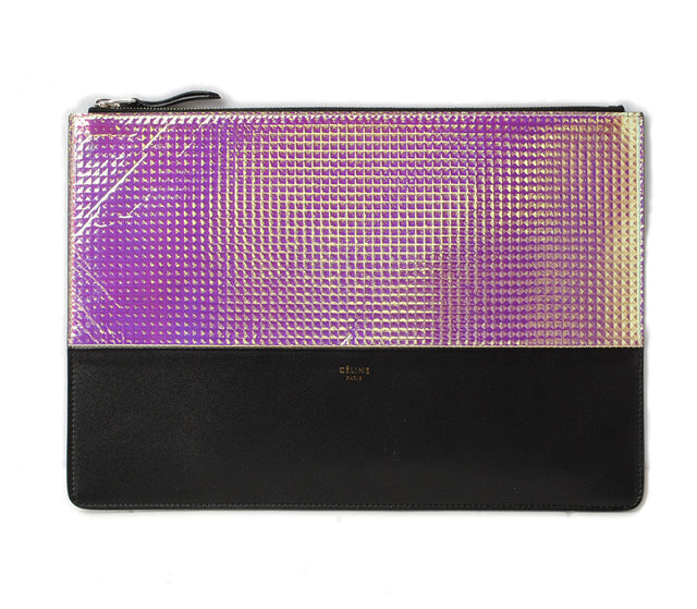 Celine Lambskin Clutch Bag Bicolor Rainbow/Black