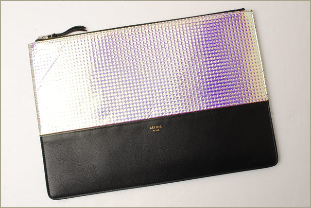 Celine Lambskin Clutch Bag Bicolor Rainbow/Black