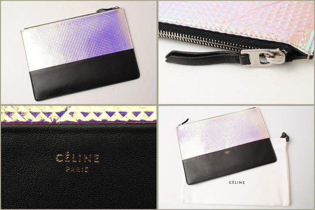 Celine Lambskin Clutch Bag Bicolor Rainbow/Black