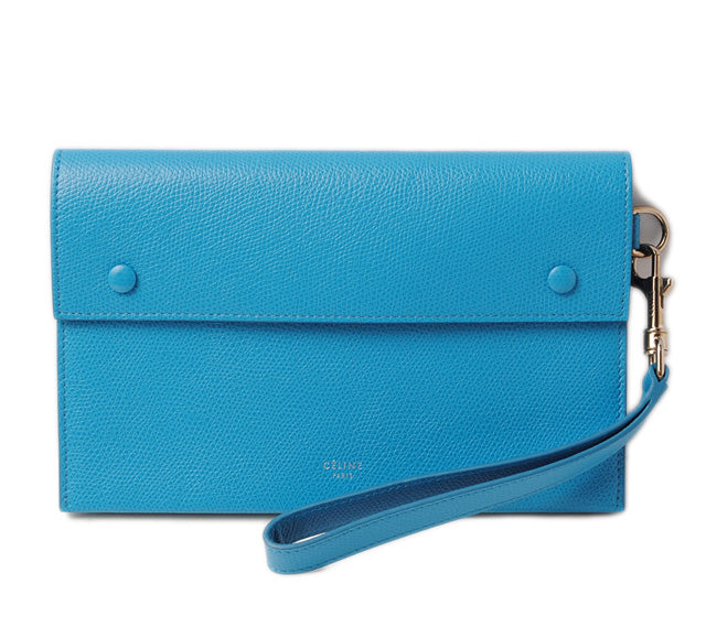 Celine Calfskin Evening Clutch Bag Light Blue in Pristine Condition