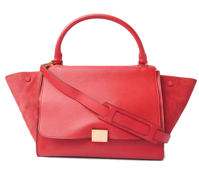 Celine Trapeze Handbag 169543 Red 2-Way Strap in Great Condition