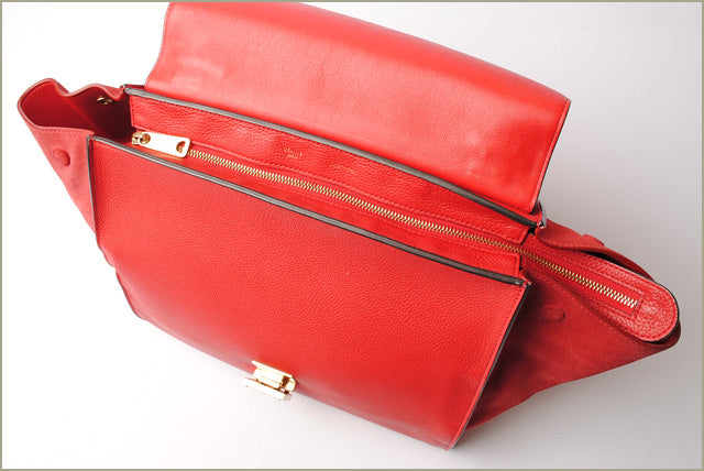 Celine Trapeze Handbag 169543 Red 2-Way Strap in Great Condition