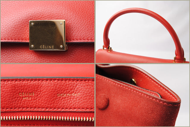 Celine Trapeze Handbag 169543 Red 2-Way Strap in Great Condition