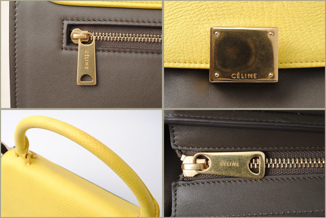 Celine Small Trapeze Handbag 174683 Yellow/Brown/Beige in Great Condition