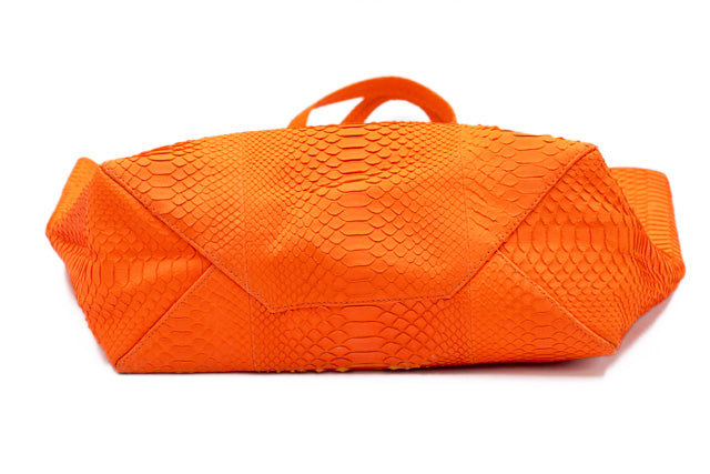 Celine Python Leather Tote Bag Orange Neon