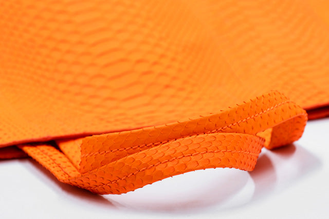 Celine Python Leather Tote Bag Orange Neon