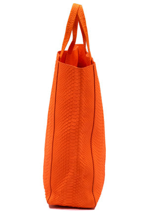 Celine Python Leather Tote Bag Orange Neon