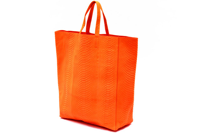 Celine Python Leather Tote Bag Orange Neon