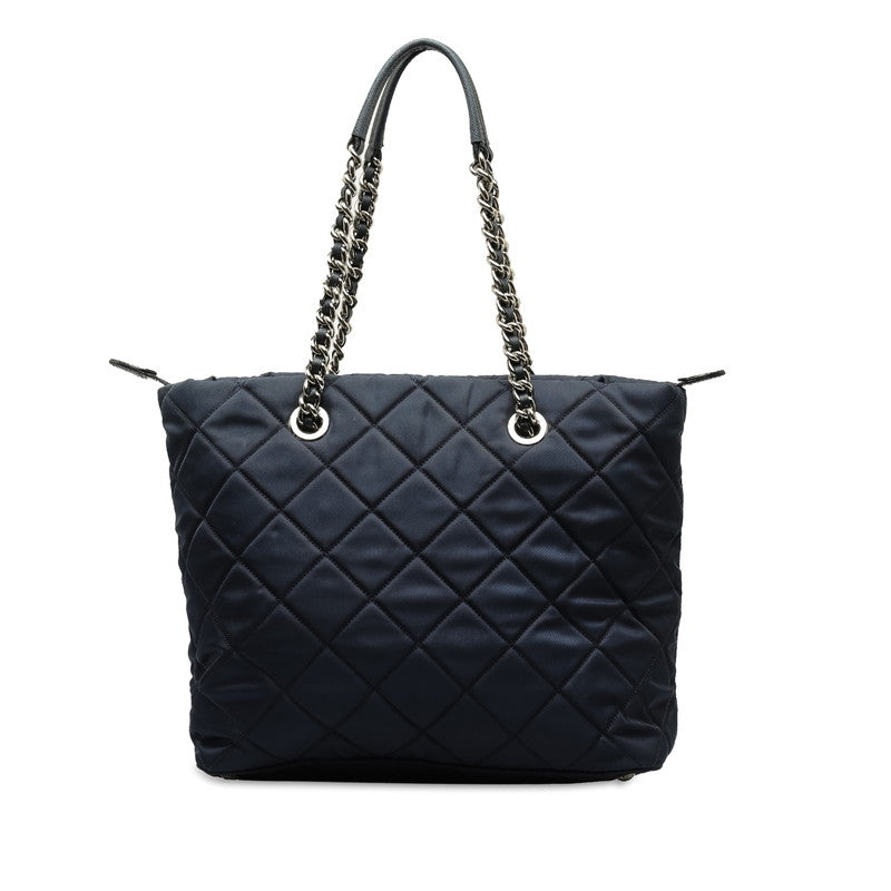 Prada Nylon Triangle Logo Chain Tote Bag