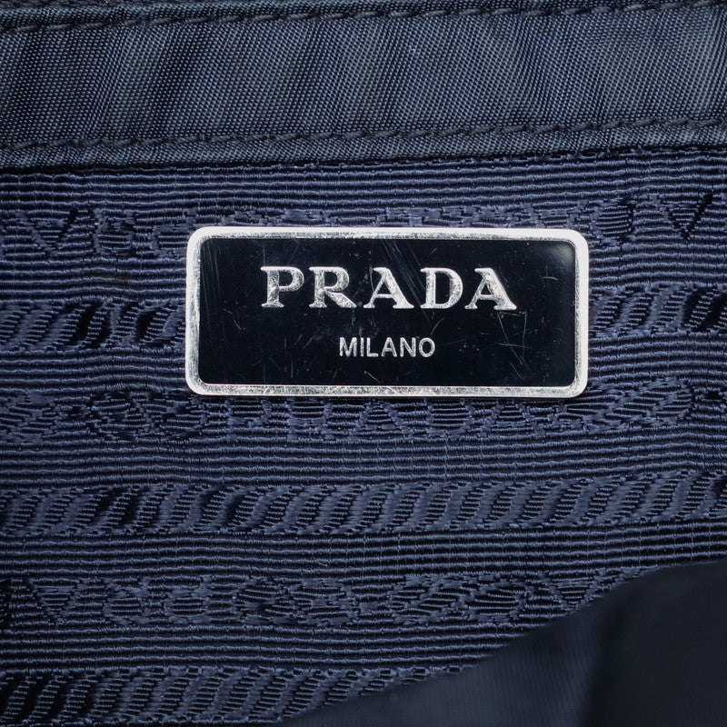 Prada Nylon Triangle Logo Chain Tote Shoulder Bag