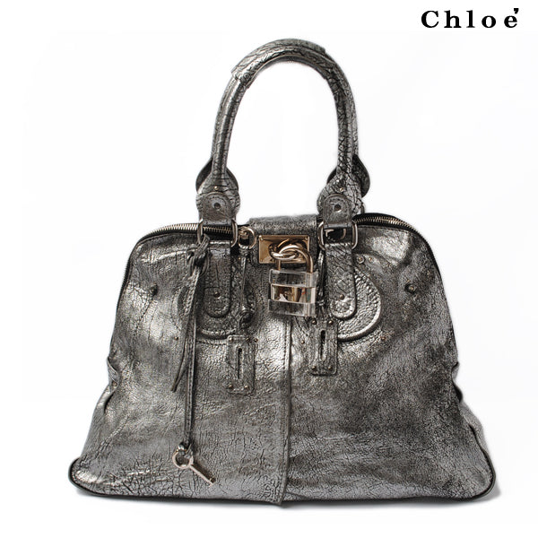 Chloe Calf Leather Shoulder Bag Paddington Vintage Silver in Great Condition