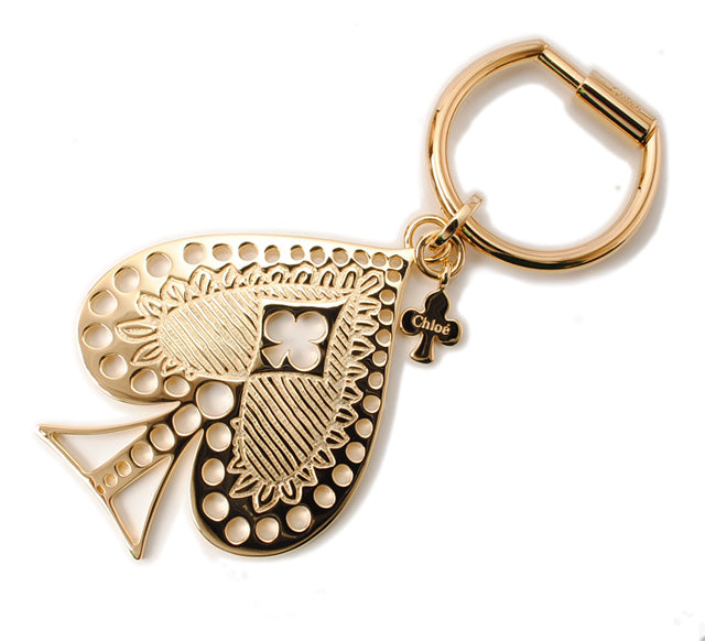 Chloe Key Holder/Key Ring Spade Motif Light Gold