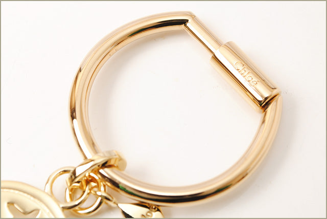 Chloe Brass Keychain/Keyring with Heart Motif, Light Gold