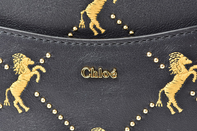 Chloe Calfskin Cotton Shoulder Bag/Clutch Little Horse Embroidery in Pristine Condition