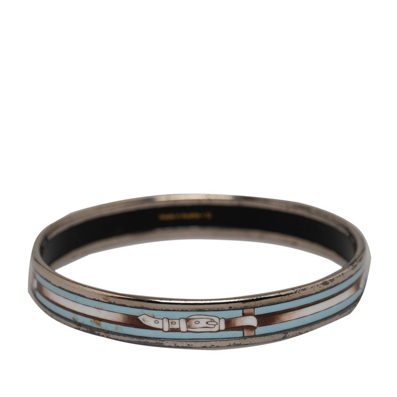 Hermes Enamel PM Bangle Silver Light Blue Metal