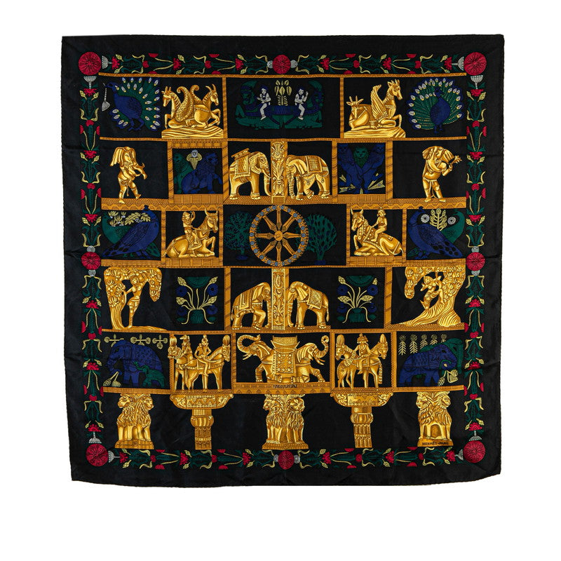 Hermes Silk Scarf TORANA Black Gold