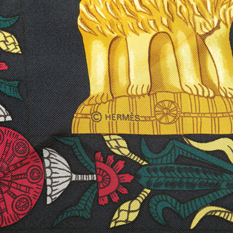 Hermes Silk Scarf TORANA Black Gold