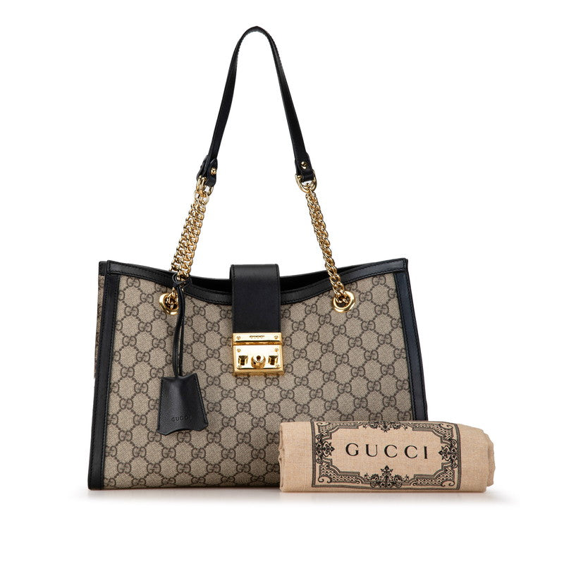 Gucci GG Supreme Padlock Chain Shoulder Bag PVC Leather in Great Condition