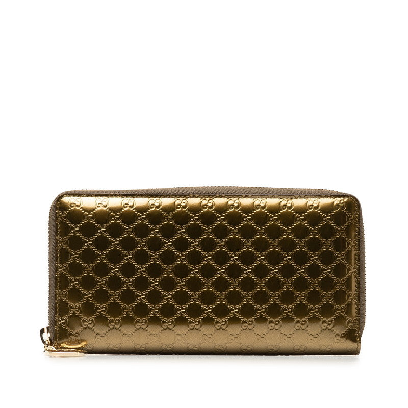 Gucci Microguccissima Lovely Heart Zip-Around Wallet Khaki Gold Enamel