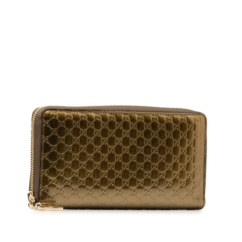 Gucci Microguccissima Lovely Heart Zip-Around Wallet Khaki Gold Enamel in Great Condition