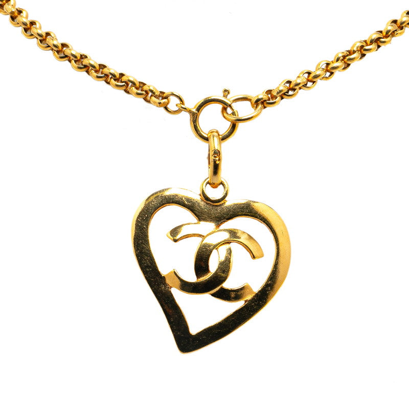 Chanel Vintage Heart Circle Necklace Gold