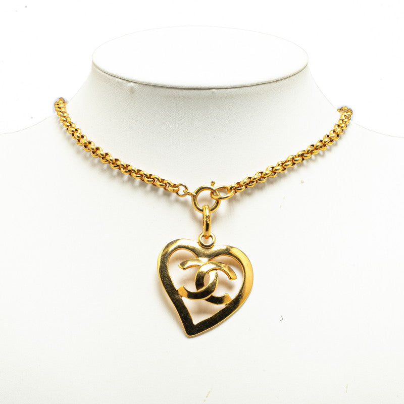 Chanel Vintage Heart Circle Necklace Gold