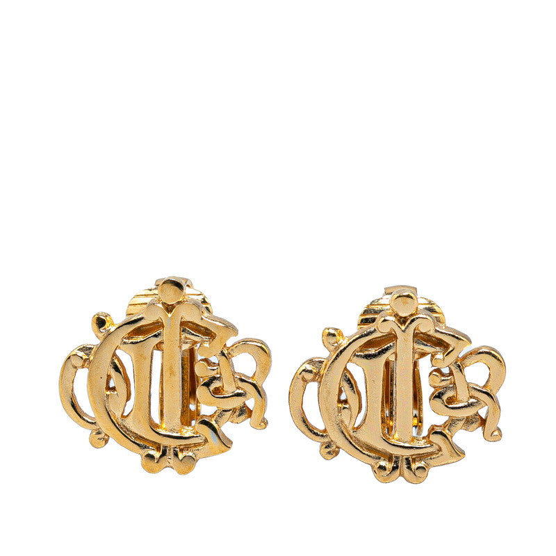 Dior Emblem Logo Gold Earrings