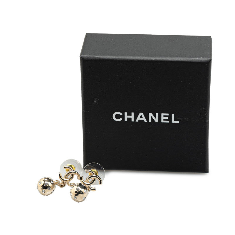 Chanel Coco Mark Swing Ball Earrings Silver Metal