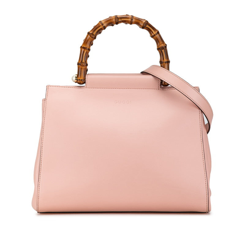 Gucci Nymphaea Small Bamboo Leather Handbag