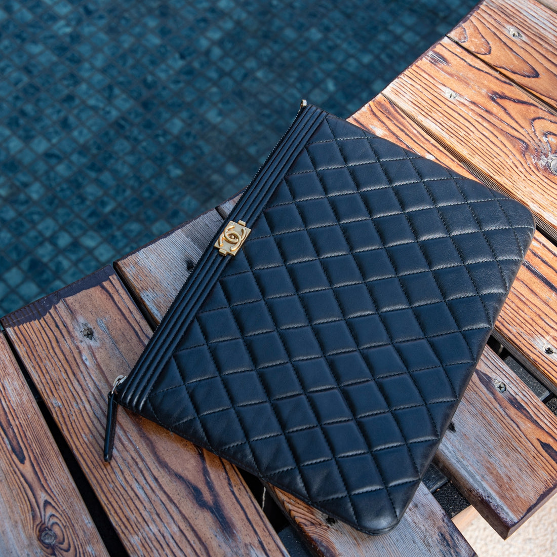 CC Quilted Leather Le Boy Clutch