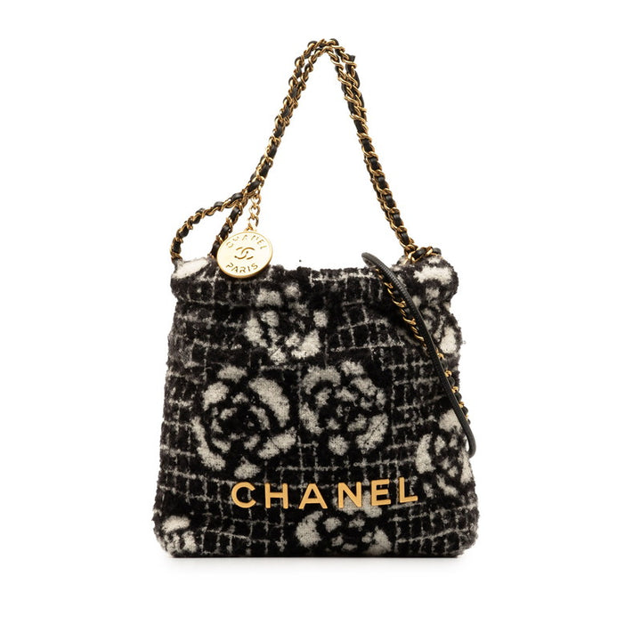 Chanel Camellia Logo Gold Chain 2WAY Tote Shoulder Bag