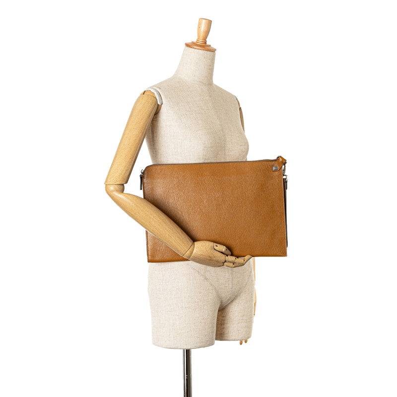 Salvatore Ferragamo Leather Clutch Bag Beige