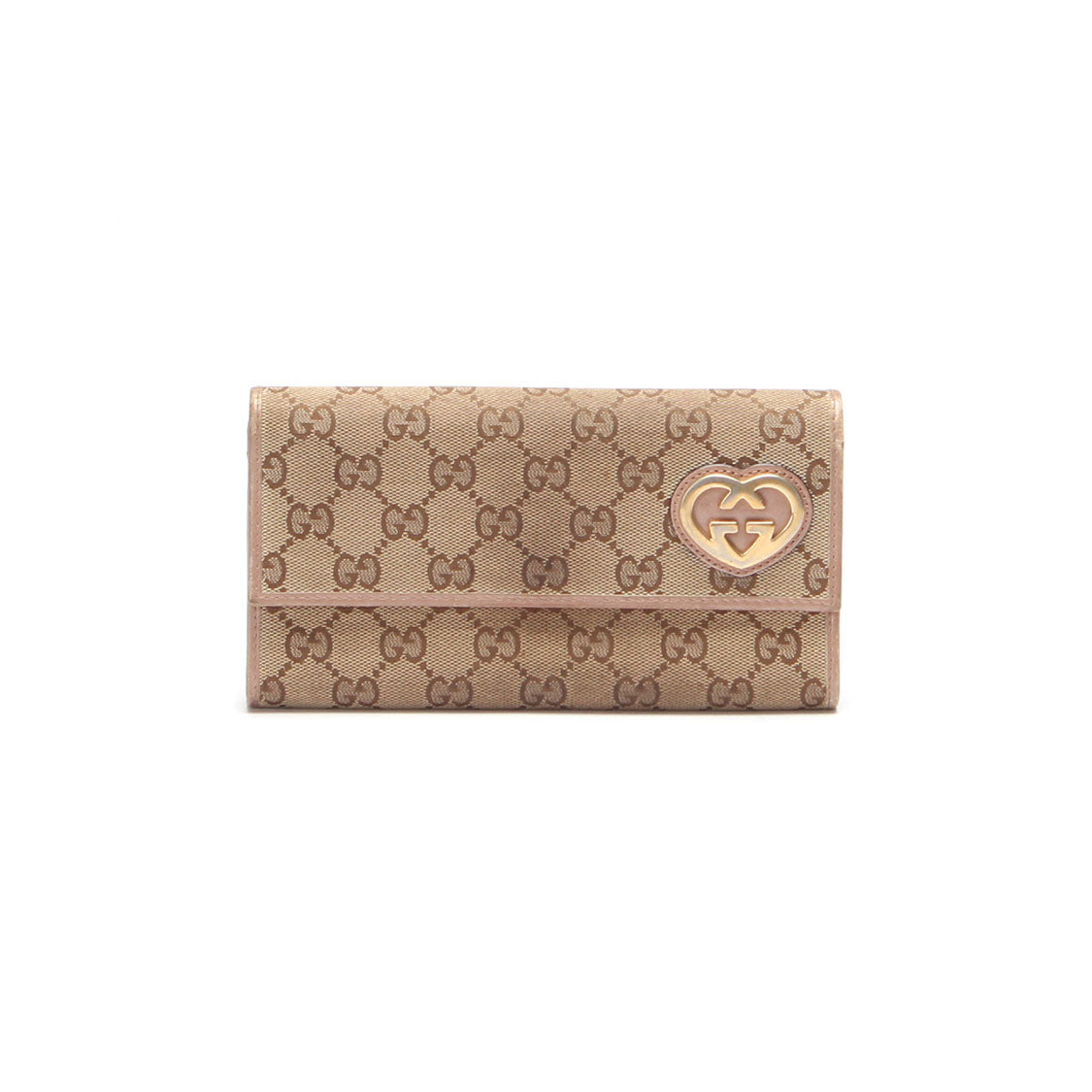 Gucci GG Canvas Lovely Heart Long Wallet Canvas Long Wallet 251861 in Good Condition